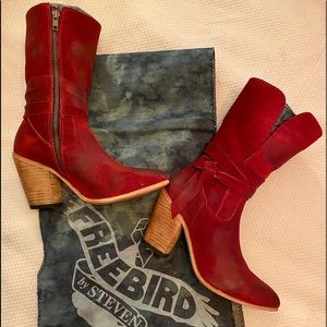 Freebird red suede boots